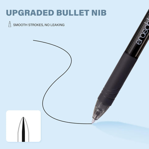 ParKoo Retractable Erasable Gel Pens Twist-Write, Fine Point 0.7 mm, Make Mistake Disappear, 12 Black Ink Pens for Drawing Writing Planners and Cr...