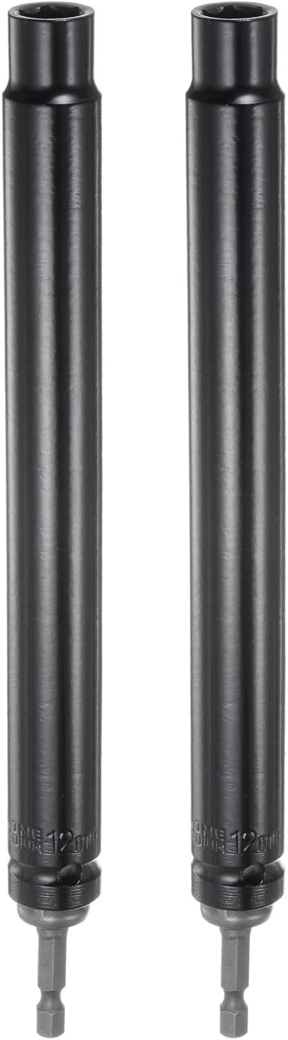 2pcs Extra Long Hollow Socket, 12mm x 200mm Deep Well Impact Nut Driver with 1/4" Quick-Change Hex Shank Power Drill Adapter...