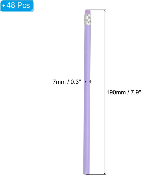 PATIKIL Round Pencils, 48 Pack HB Graphite Pencils with Eraser Wood Pencils Cute Pencil for Classroom Teacher Office Supplies, Purple...