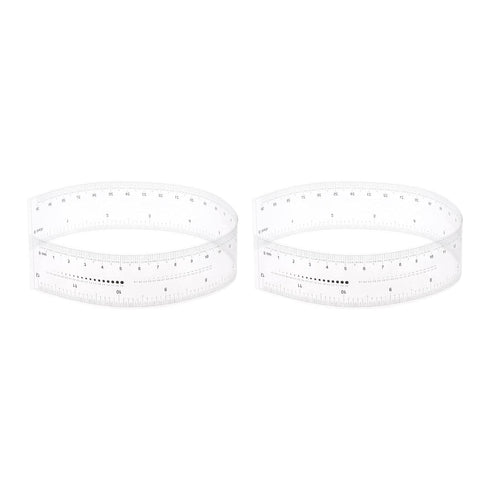 2pcs Film Flexible Ruler 12 Inch 1mm Scale PET Plastic Folding Straight Ruler Calibration Soft Ruler Measuring Tool for Factory, Transparent...