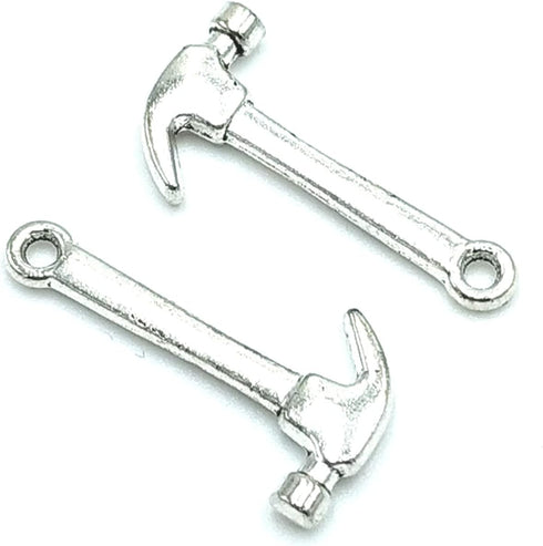 50pcs Jewelry Making Charms Hammer Pendant Ancient Silver Findings Craft for Jewellery Making Necklace Bracelet Accessories 25 X 13mm (Ancient Sil...