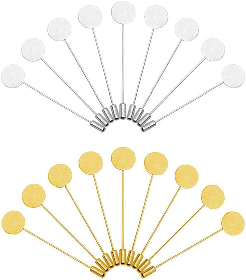 60Pcs Flat Round Tray Lapel Pin,Stainless Steel Safety Pins Stick Pins Brooch Pin Needle Suit Tie Hat pin Scarf Badge for DIY Costume Jewelry Maki...