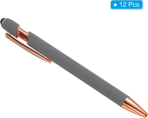 PATIKIL Ballpoint Pen with Stylus Tip, 12 Pack 2 in 1 Metal Pen Black Ink 1.0mm Medium Point Stylus Pen for Touch Screens Style 2, Gray......
