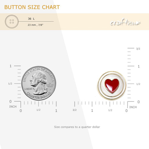 20 pcs Electroplating Golden Circles Enamel Red Heart Sewing Metal Shank Coat Buttons -23mm -7/8"...