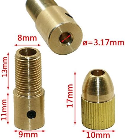 Mesee 3 Set 0.5-3mm Brass Drill Chuck Set Small Electric Drill Bit Collet Mini Twist Drill Chucks Adapter for Rotary Tools Fits 3.17mm Motor Shaft...