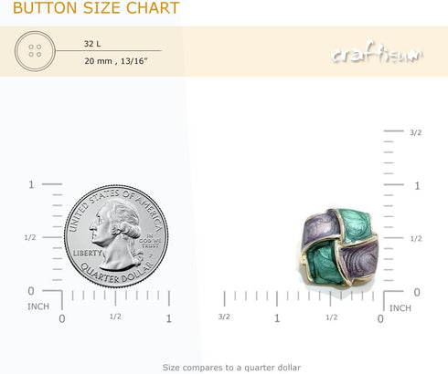 20 pcs Curved Square Enamel Grids Metal Shank Sewing Coat Buttons -20mm -13/16"...