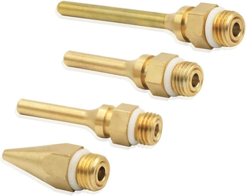 Mesee 4pcs Hot Melt Glue Gun Nozzle Set for 11mm Thread Power Tools, Long Short Small-bore Large Diameter Pure Copper Nozzle Tips 2.0x70mm 2.0x50m...