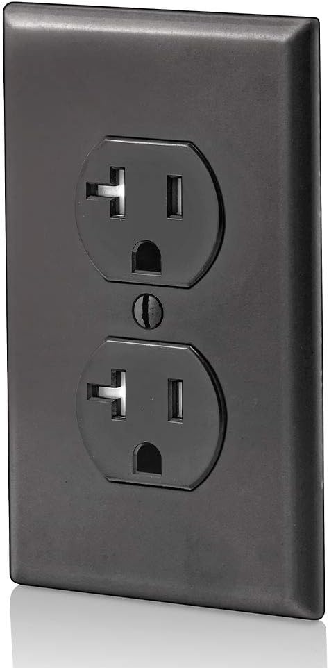 Leviton T5820-E, 20 Amp Tamper-Resistant Duplex Outlet, Black...