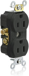 Leviton TCR15-E Side Wired Commercial Spec Grade Tamper Resistant Duplex Receptacle, 15-Amp, 125-volt, Black...