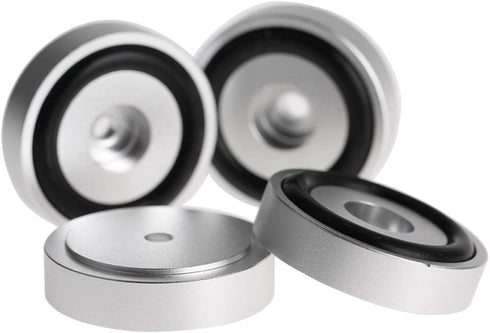 4Pcs Anti Vibration Amplifier Feet, 4010mm Aluminium Alloy Universal Copper Speaker Spikes Pads Base Pad Isolation Sand Blasting Amplifier Pads Fe...