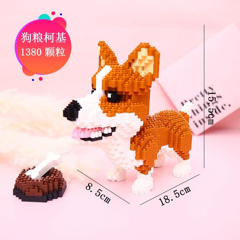 1380 Pieces Mini Building Blocks Animal Dog Husky Building Set - Mini Pets Companion 3D Puzzle Kit Toy Bricks Dog for Kids14 Years Old and Up (Cro...
