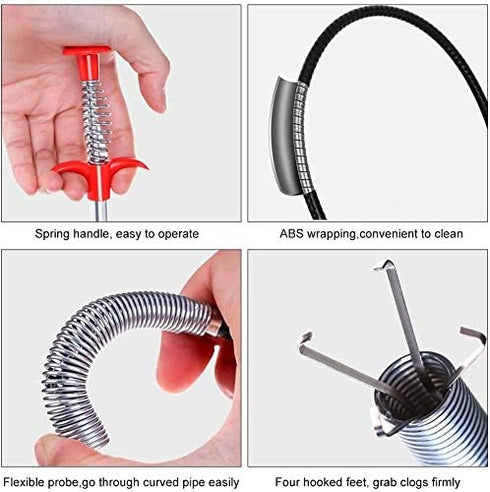 Flexible Grabber Claw Pick Up Reacher Tool With 4 Claws Bendable Hose Pickup Reaching Assist Tool for Litter Pick, Home Sink, Drains, Toilet (35.4...