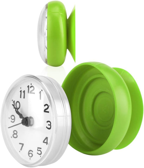 Ciglow Mini Waterproof Clock Electronic, Sucker Wall Clock Portable Bathroom Shower Clock Water.(Green)...