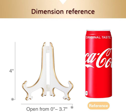 Artliving 4" White Gold Decorative Small Plate Stand Holder Plastic Picture Easel Display Stand Picture Frame Stand (2 Pack)...