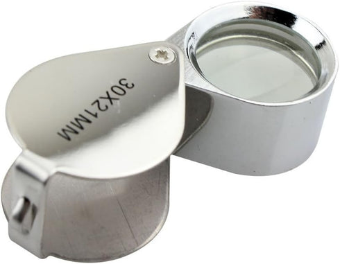 iKKEGOL 30 X 21mm Glass Jeweler Loupe Loop Eye Magnifier Magnifying Magnifier Metal Body Silver...