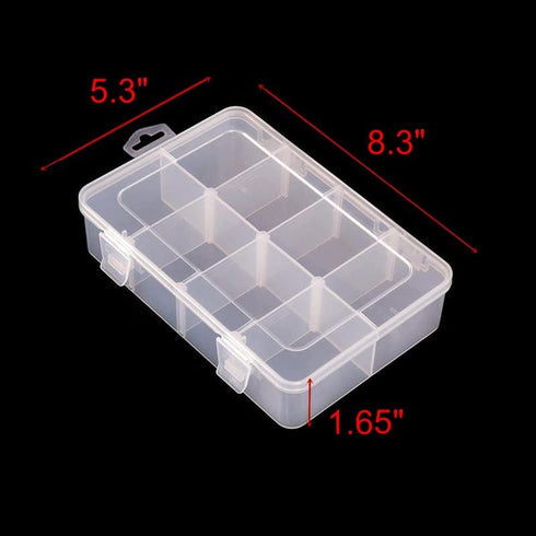2 Packs 8-Compartments Art Supply Container, Clear Plastic Organizer Box with Dividers for Crafts Jewelry Fishing Tackles Hardware Metal...