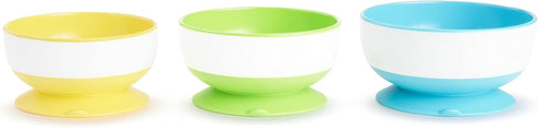 Munchkin Stay Put Suction Bowls for Babies and Toddlers, 3 Pack, Blue/Green/Yellow...