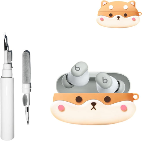 Cute Case Compatible with Beats Solo Buds(2024) with Keychain, Soft Silicone Anime Puppy Protective Cartoon Cases Wireless Earbuds Accessories wit...