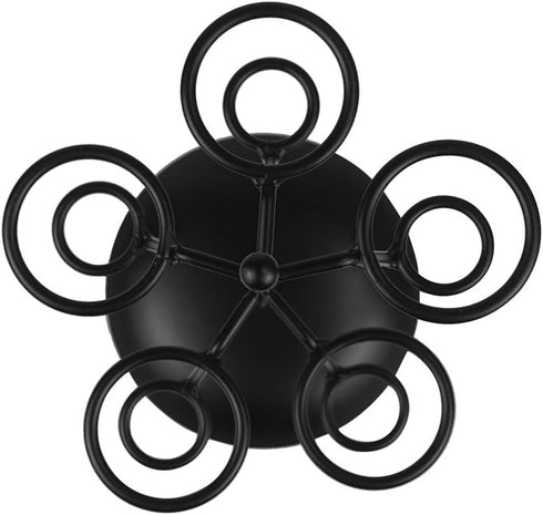 Black Iron Ice Cream Cone Holder Stand with Base 5 Holes to Display Snow Cones Sushi Hand Rolls Popcorn Candy French Fries Sweets Savory...