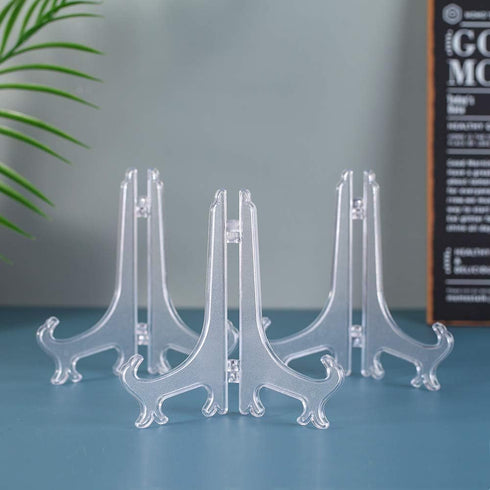 Artliving 6 Inch Clear Plastic Easels or Stand/Plate Holders to Display Pictures or Other Items at Weddings, Home Decoration, Birthdays, Tables (1...