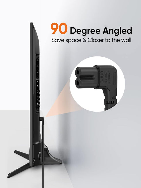 CableCreation 6 Feet 18 AWG Angled 2-Slot Non-Polarized Angle Power Cord (IEC320 C7 to Nema 1-15P), 1.8M / Black...