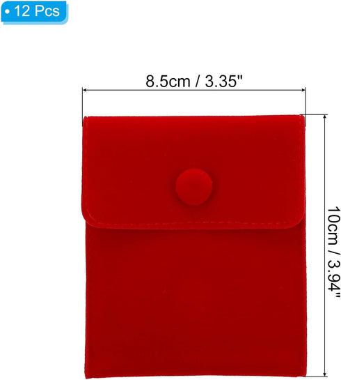 PATIKIL 10x8.5cm Jewelry Pouches with Snap Button, 12 Pack Velvet Jewelry Pouches Portable Soft Storage for Necklace Bracelet Earring Watch Rings ...