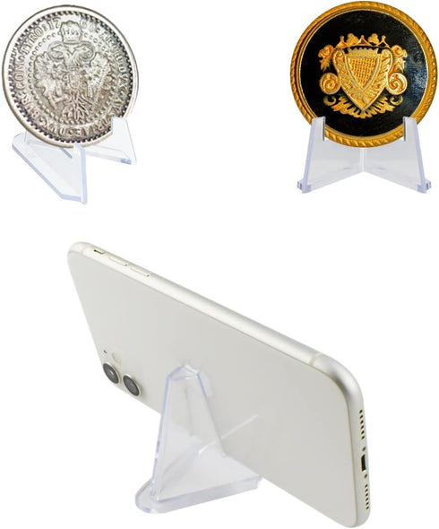 yuntop 20 Packs Acrylic Easel Stands Challenge Coin Display Stand Mini Clear Coin Holder for Displaying Hold Small Artworks, Coins, Pocket Watches...