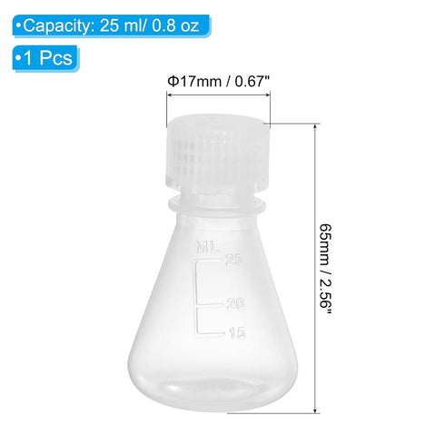 PATIKIL Erlenmeyer Flask, 25ml Narrow Mouth Graduated Flasks Plastic Flasks with Printed Graduation for Lab Experiment Chemistry Science Study...