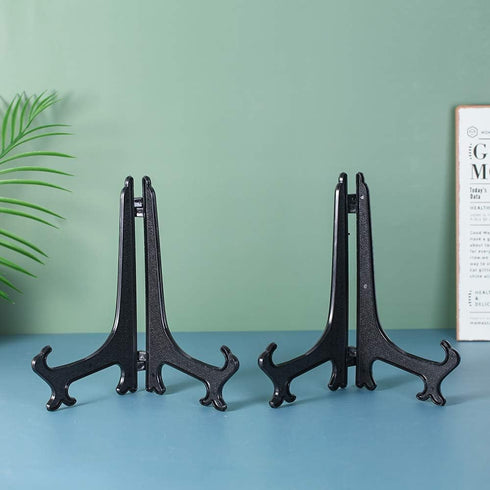 Artliving 10 Inch Black 6pcs/Set Plastic Easels Plate Display Stands Picture Frame Stand Holder...