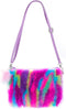 Women Girls Kids Fluffy Fuzzy Bag Plush Tie Dye Rainbow Crossbody Purse Wallet...