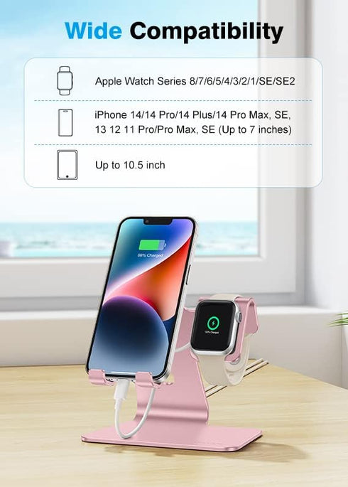 OMOTON Stand for Apple Watch - 2 in 1 Universal Desktop Stand Holder (Not Include Charger) for All iPhone 15 14 13 12 and Apple Watch Series 9/8/S...