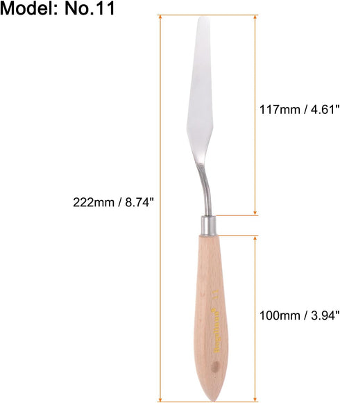 No.11 Painting Palette Knife Stainless Steel Pointy Spatula Pallet Knife with Beech Wood Handle for Oil Acrylic Paint Canvas Mixing Spreading...