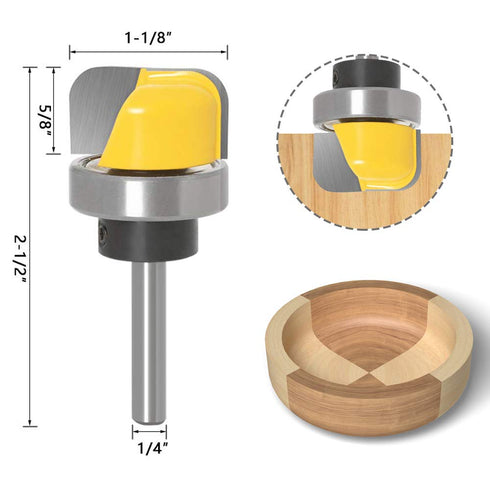 Mesee 3 Pieces Bowl and Tray Template Router Bit Set with Bearing Guide Dish Carving Router Bits Woodworking Milling Cutter Tool, 1/4 Inch Shank...