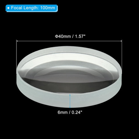 PATIKIL 4" (100mm) Focal Length Double Concave Lens, 40mm Diameter 6mm Height Glass Optically Polished Round Edges Lens for Physics Experiment, Cl...
