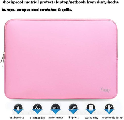 Naukay 15.6 Inch Laptop Sleeve,Resistant Neoprene Laptop Sleeve/Notebook Computer Pocket Case/Tablet Briefcase Carrying Bag - (pink)...