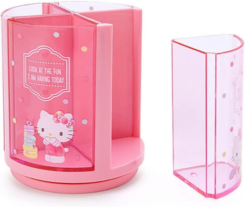 Sanrio 213110 Pink Plastic Hello Kitty Kitty Pen Stand 360 Degree Rotating Pen Stand Pen Holder Cosmetic Makeup Brush Tulle Pet Character...