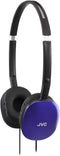 JVC Blue Flat and Foldable Colorful Flats On Ear Headphone with 3.94 foot Gold Plated Phone Slim Plug HAS160A...
