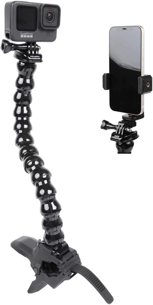 Jaws Flex Clamp Smartphone Mount with Adjustable Gooseneck?13 Sections? Compatible with iPhone Samsung,and GoPro Hero 9,8,7,6,5,4, 3+, 2, 1, DJI O...