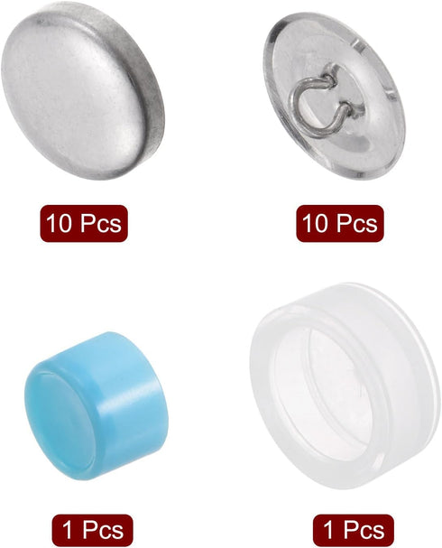 HARFINGTON 10 Sets Self Cover Button Kit 30L 0.75" 19mm with Wire Backs Aluminum Buttons to Cover Fabric Button Maker Covered Buttons Kit with Too...
