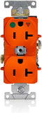 Leviton 8300-OIG 20-Amp, 125V, Narrow Body Duplex Receptacle, Straight Blade, Hospital Grade, Isolated Ground, Orange...