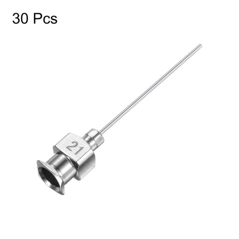 30pcs 21Gauge Stainless Steel Dispensing Needles, 1" All Metal Glue Needle Tube Blunt Tips Luer Lock for Thick Liquids, Ink, Glue, Lab Use...
