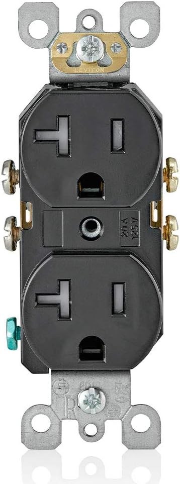 Leviton T5820-E, 20 Amp Tamper-Resistant Duplex Outlet, Black...