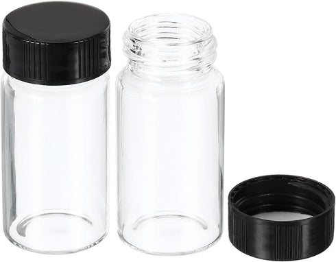 PATIKIL 20mL Reagent Media Bottle, 10 Pack Round Glass Storage Bottles Plastic Screw Cap for Lab Home, Clear...