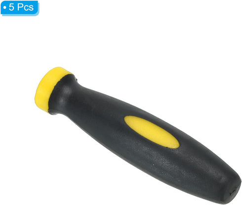 PATIKIL 2.4 Inch Rubber File Handle, 5 Pack File Cutting Tool File Handle Replacement Accessories for 0.2" Diameter File, Black Yellow...