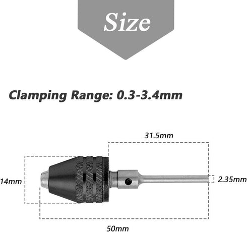 Mesee 2Pcs Keyless Mini Jaw Drill Chuck Collet Conversion Adapter, 0.3-3.4mm Capacity Chucks Converter Electric Grinding Drill Bit Tool for Woodwo...