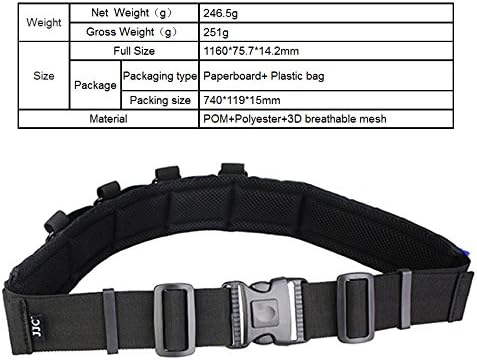 JJC GB-1 Adjustable Photography Utility Belt, Wrist Waistband Belt, Accessory Belt, Speed Belt, for Carrying Gear Bag Case, Lens Pouch, Flash Acce...