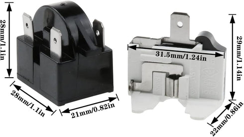 1PCS QP-02-4.7 Ohm PTC Refrigerator Start Relay 3 Pin Refrigerator Start Relay And 1PCS Refrigerator Overload Protector 1/2 HP......