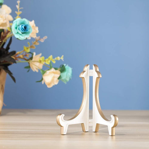 Artliving 2 Pack 5inch White Gold Thicken Acrylic Easels Display Stand Plate Stand Holder display Pictures Frame,Decorative Plates, and Artworks...