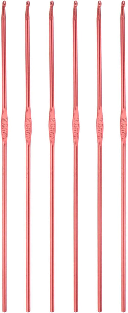 Aluminum Crochet Hook 2mm Knitting Needles for DIY Craft Yarn Red 6Pcs......