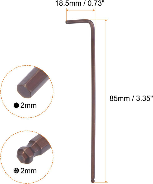 Ball End Hex Key Wrench 2mm S2 Steel L-Shape Long Arm Hexagon Metric Wrenches Repairing Tool for Home Repair, Red...